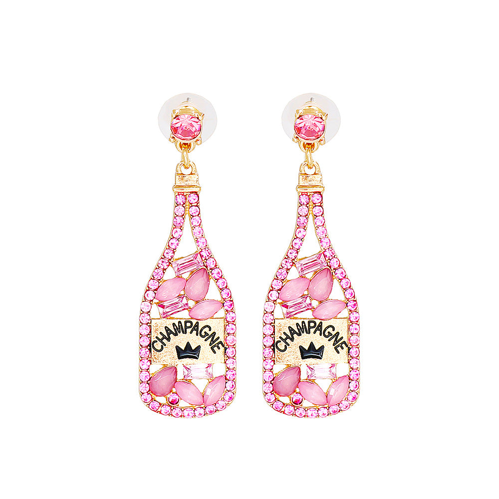 Wholesale Party Wine Bottle Alloy Earrings